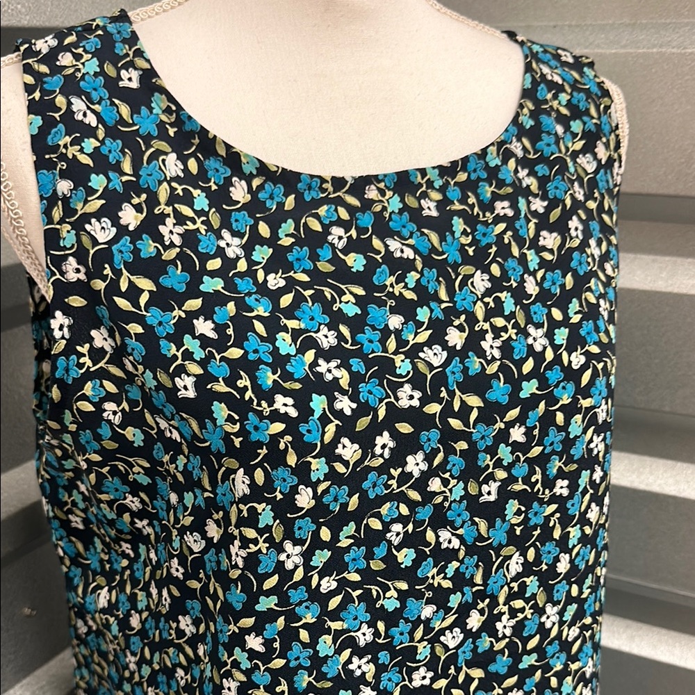 NY&CO Womens Vintage Floral MIDI Dress Size 16 Blue Retro Cottage Core Prairie - Picture 3 of 10